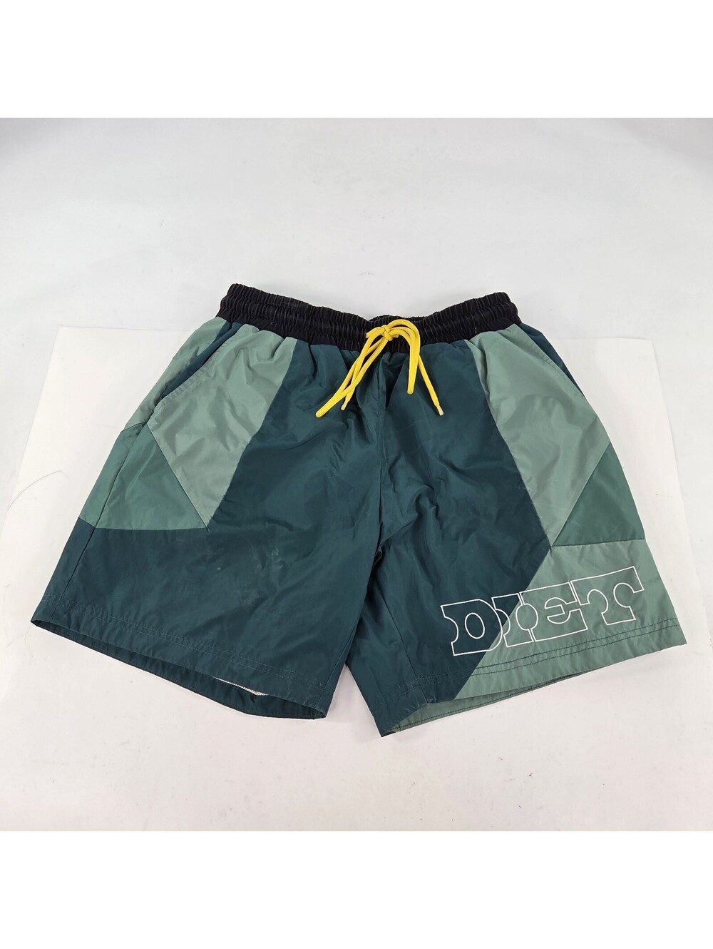Diet Brand Swim Shorts Size M Green Patchwork Boater Short Baggies